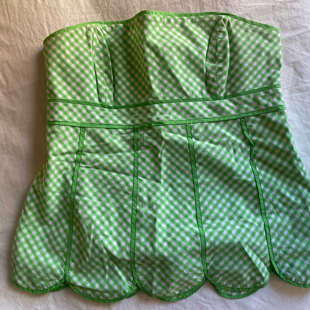 Lilly Pulitzer Green Gingham Flare Tube Top